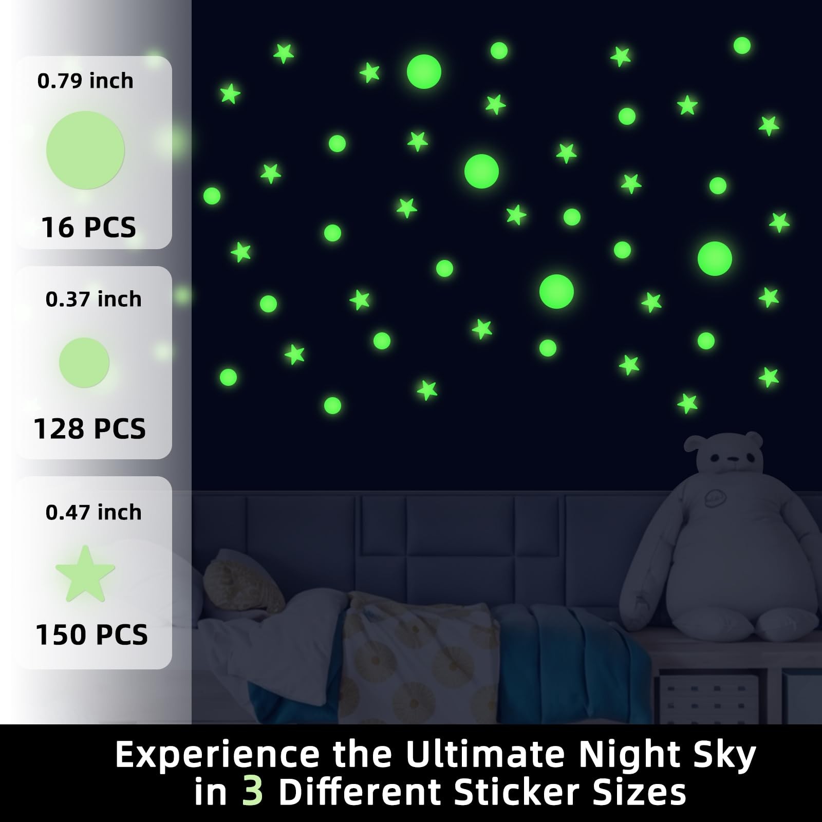 893 Pcs Glow In The Dark Stars and Moon Wall Stickers Starry Sky Decor