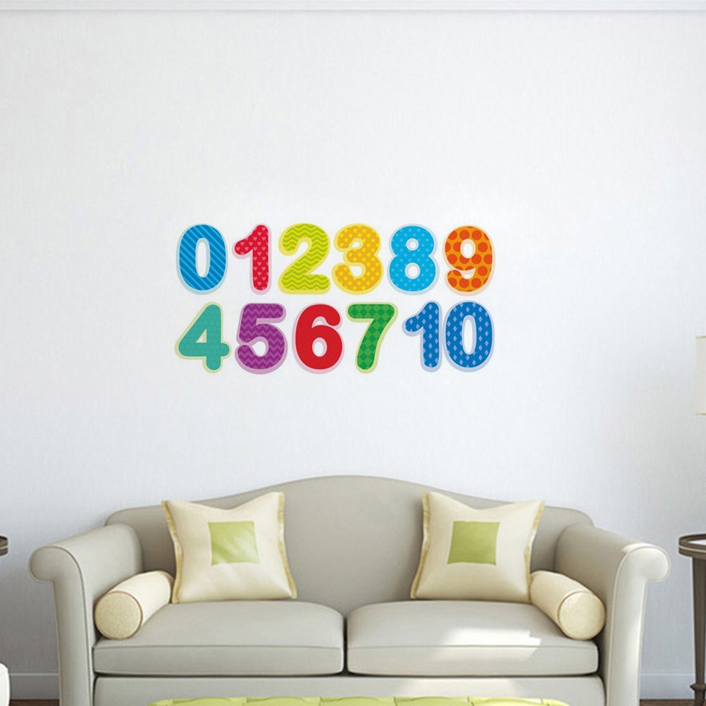 Digital Wall Stickers Child Colourful Decals Numbers Kids for Bedroom
