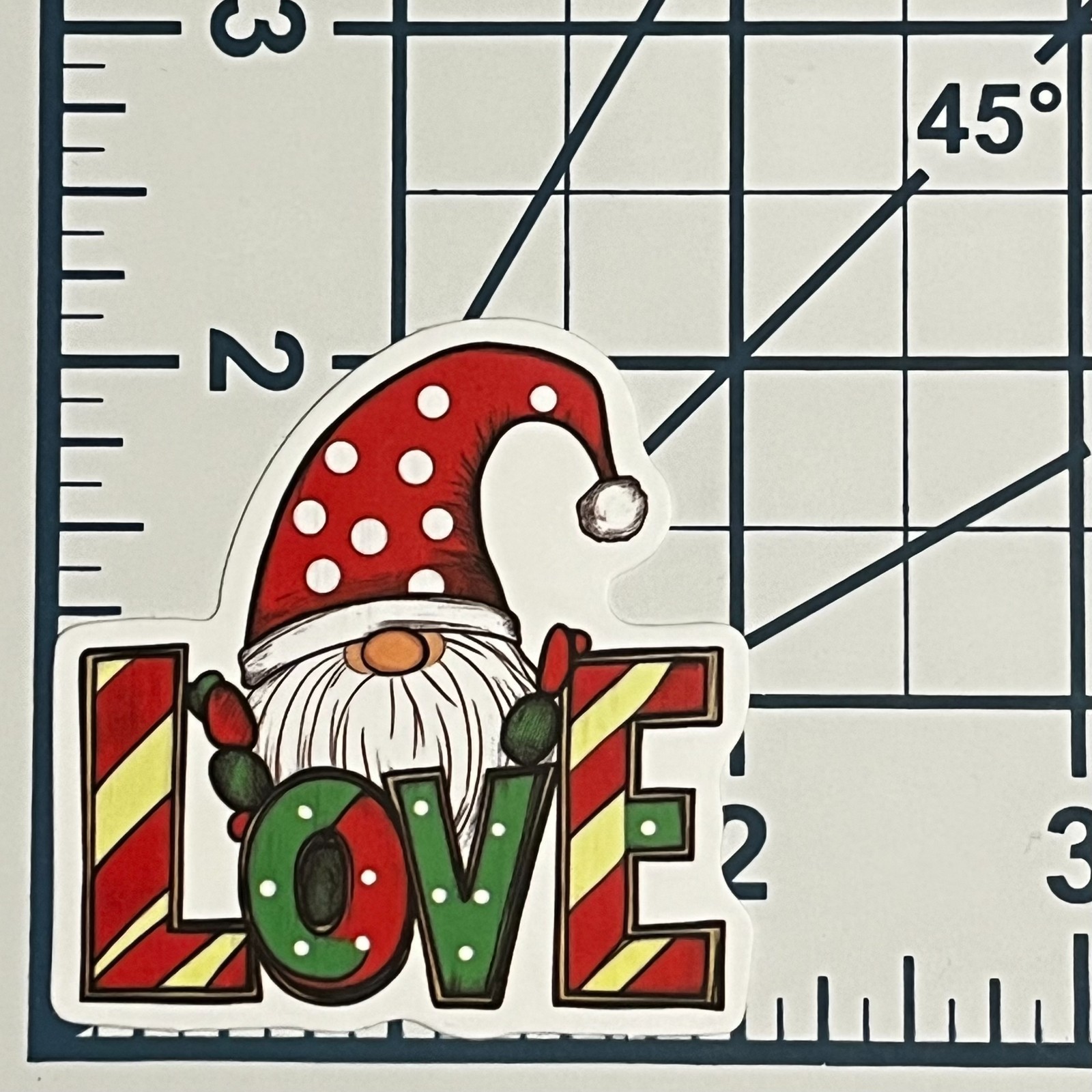 Christmas Gnome Sticker Love Holiday Scrapbooking Journal Vinyl Die Cut