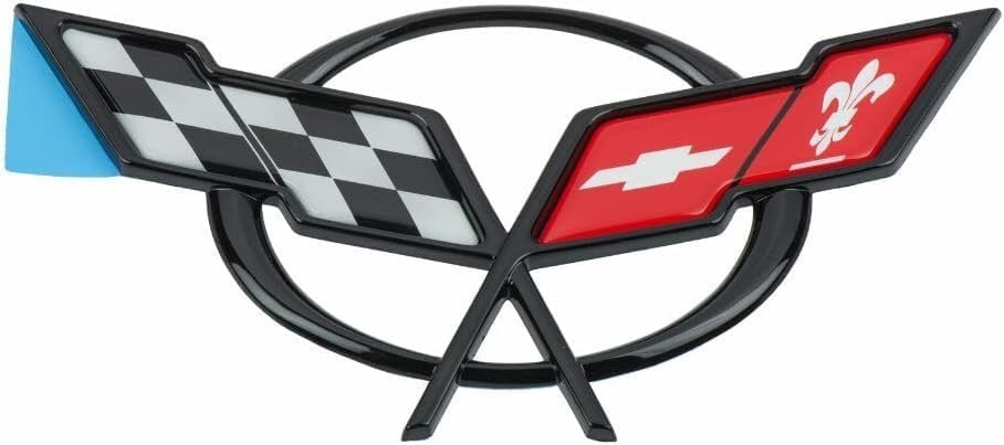1X 1997-2004 Corvette C5 Rear Cross Flags Emblem 3D Deck Lid Badge Nameplate Sti