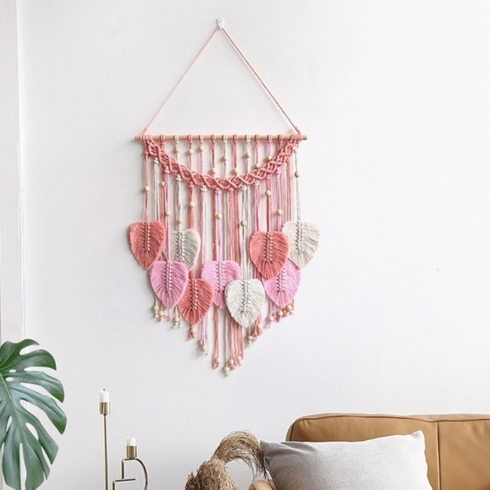 for Nordic Style Leaf Tapestry 50x70CM Hand Woven Cotton Wall Hanging Decor