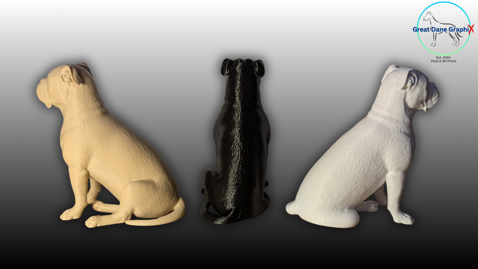 Bulldog Figure & Decal Set – 3D Printed – Paintable DIY Dog Combo Set