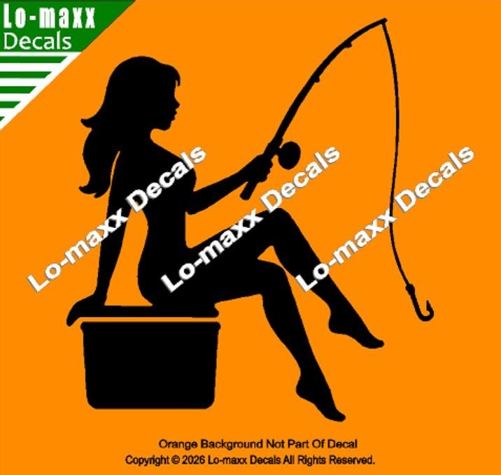 Mudflap Fishing Girl Die Cut Vinyl Decal High Performance Truck Car Sticker