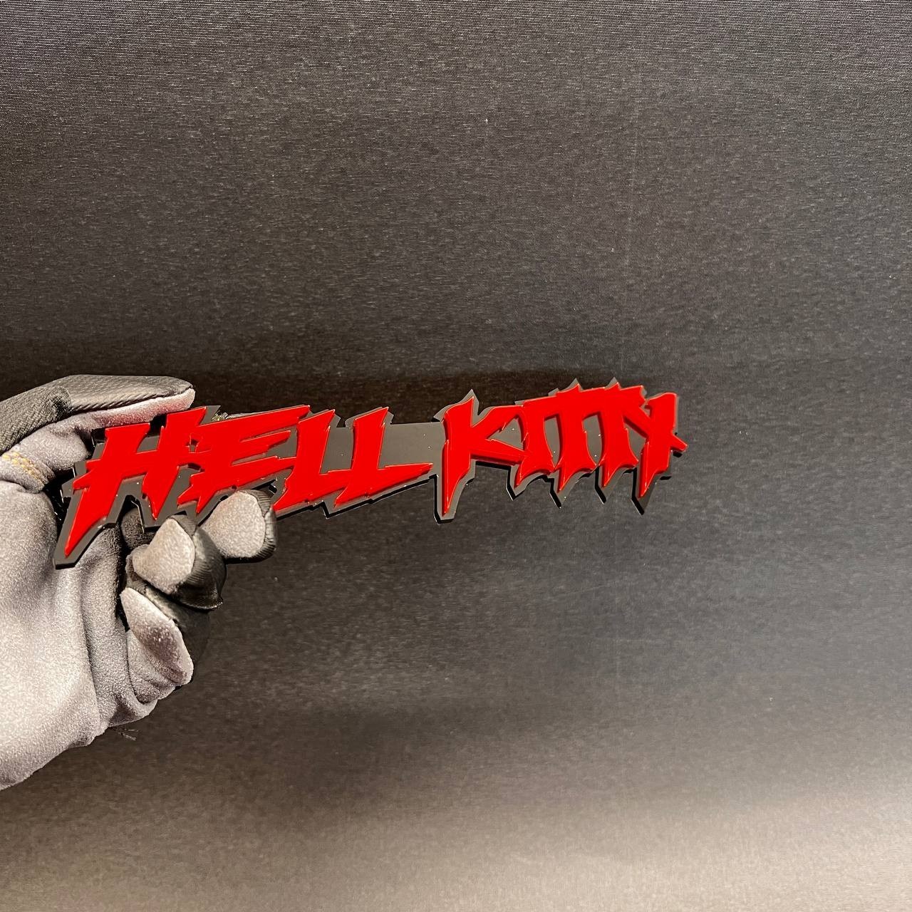 1x HELL KITTY Custom Text 3D Acrylic Car Emblem Badge Multicolor Fender Decal