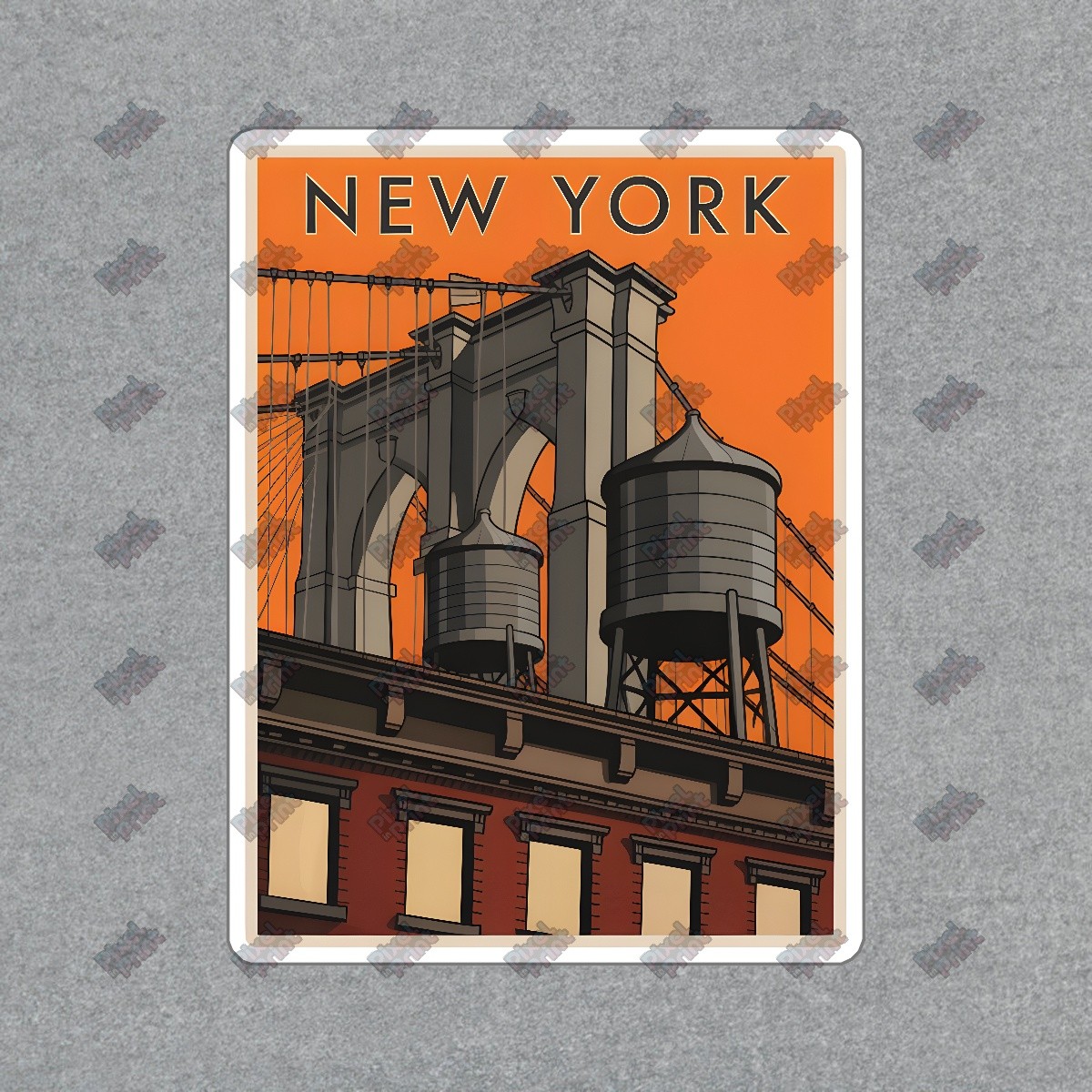 Vintage Brooklyn Bridge Wall Art New York City Sunset Poster Urban #8333