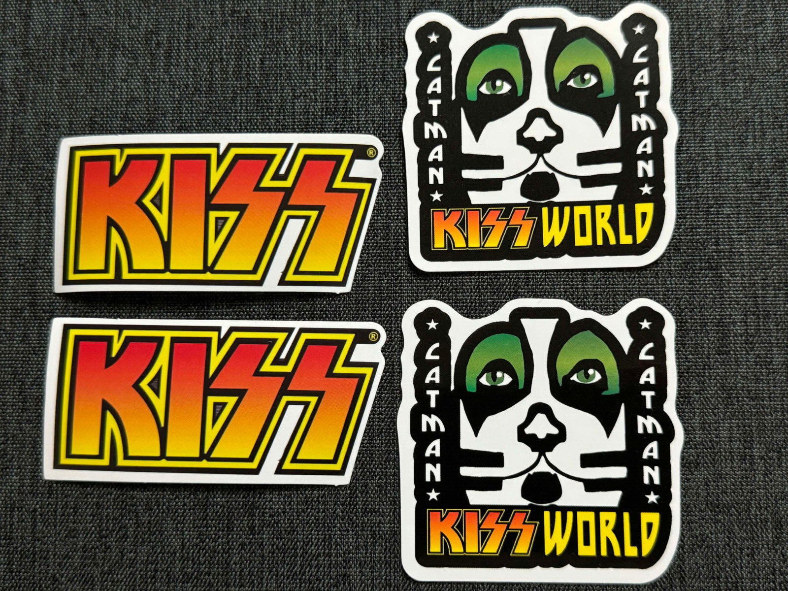 Lot (4) KISS 1 1/2" to 3 1/4" Band Logo STICKERS Fast! FREE SHIP! CATMAN Peter