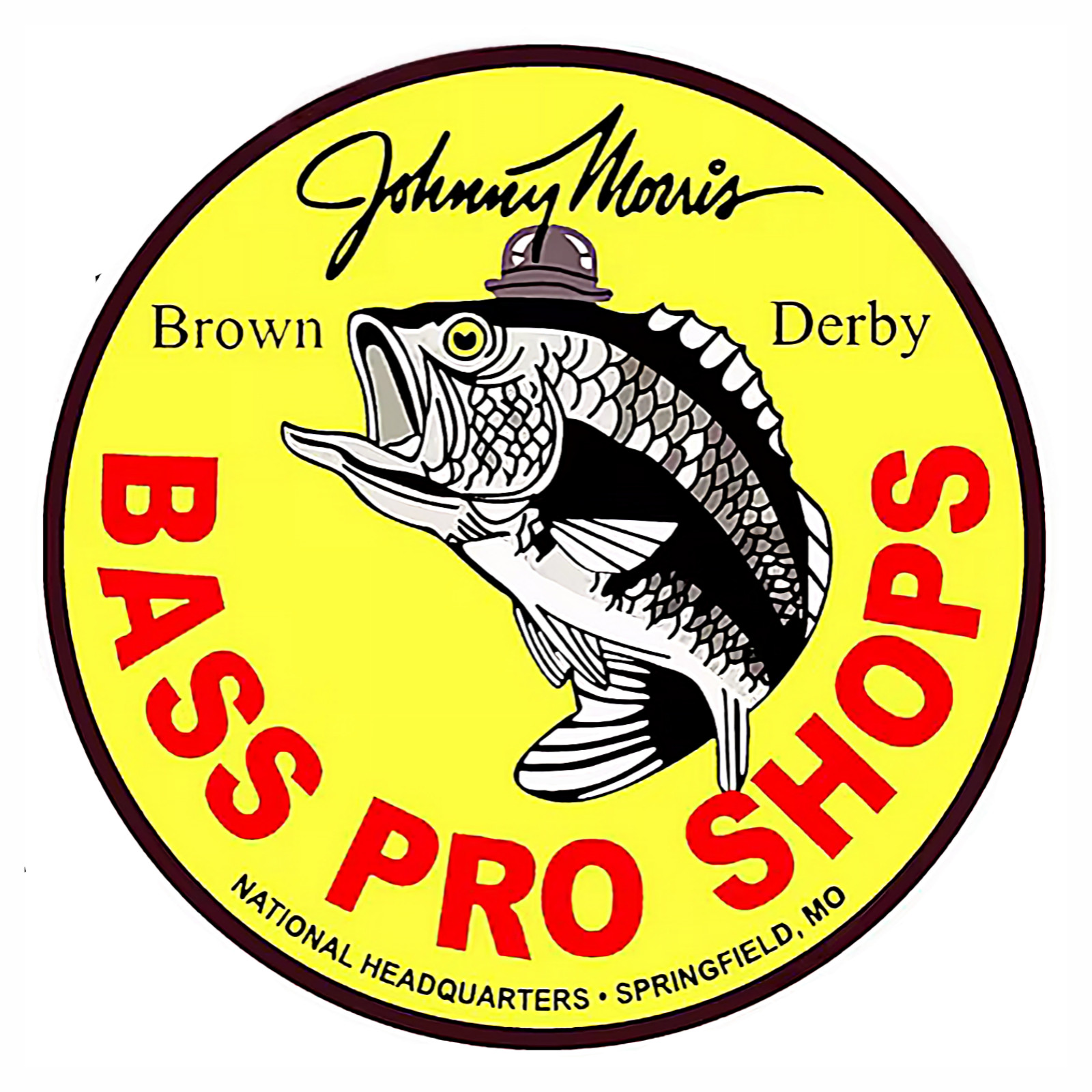 Bass Pro Shops Fishing Brown Derby Vintage Replica Vinyl Sticker 4 Sizes