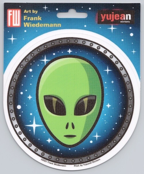 Green Big Eye Alien Wiedemann Die-Cut Decal Sticker New UFO Sci-Fi Space Roswell