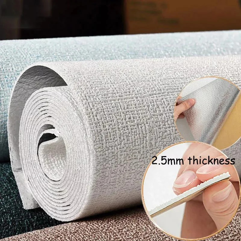 Self-adhesive Wallpaper Linen Thicken Waterproof Mildew Proof Plain Color Living