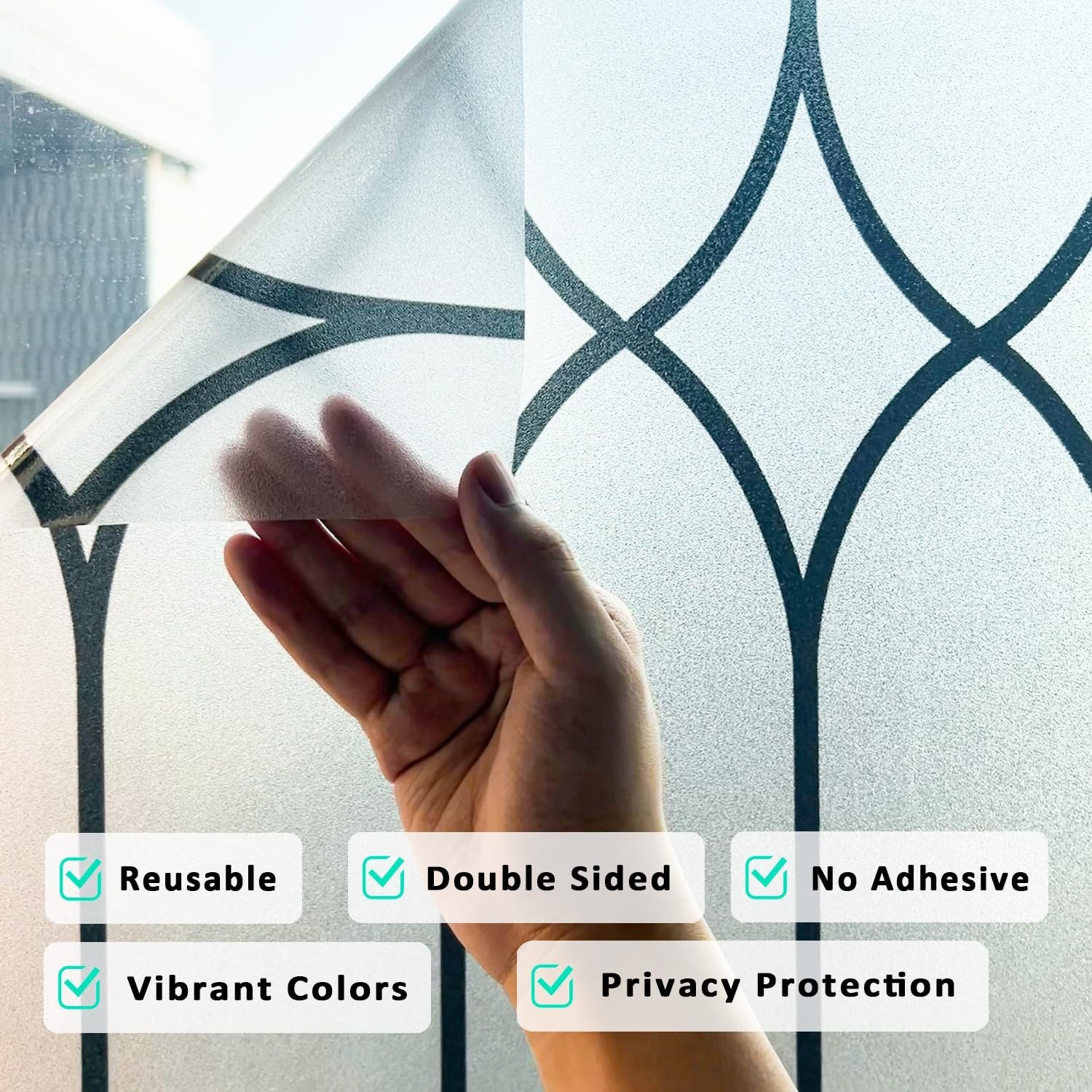 Window Privacy Film Stained Glass Frosted Glass, Static Cling Window Clings R…