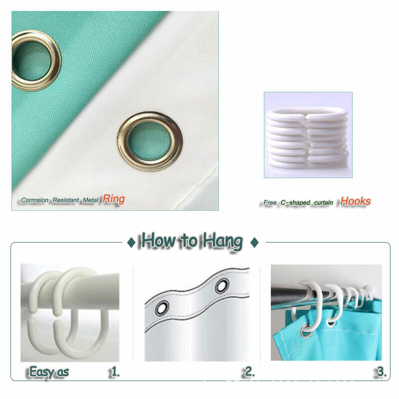 Blue Sky Waterproof Bathroom Polyester Shower Curtain Liner Water Resistant