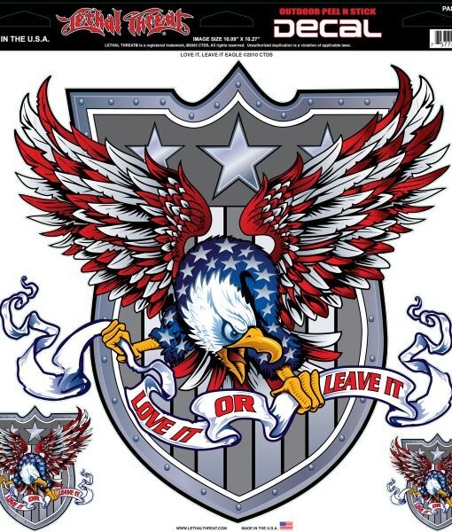 NEW LETHAL THREAT LOVE IT OR LEAVE IT EAGLE DECAL STICKER 12"x11" LT06053