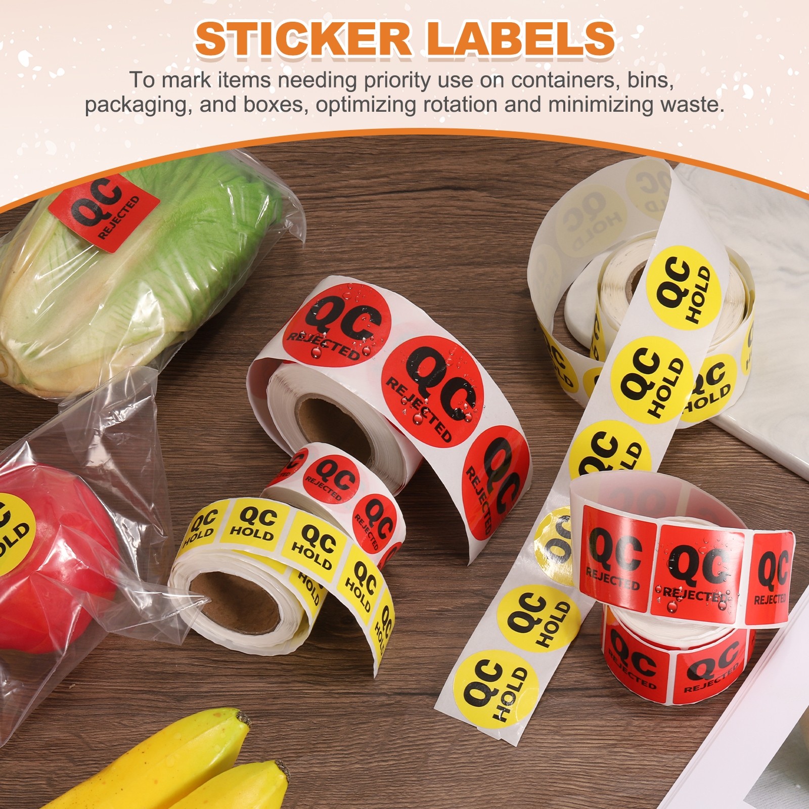 360 Pcs 1.5 Inch Circle Adhesive QC REJECTED Label Stickers, Red