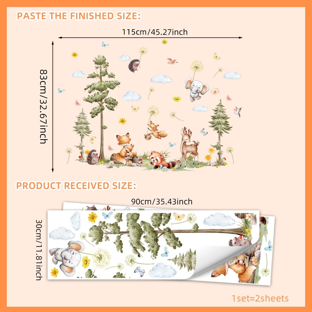 LOONELO Jungle Animals Wall Decals – Peel and Stick Woodland Forest Tree Stic…