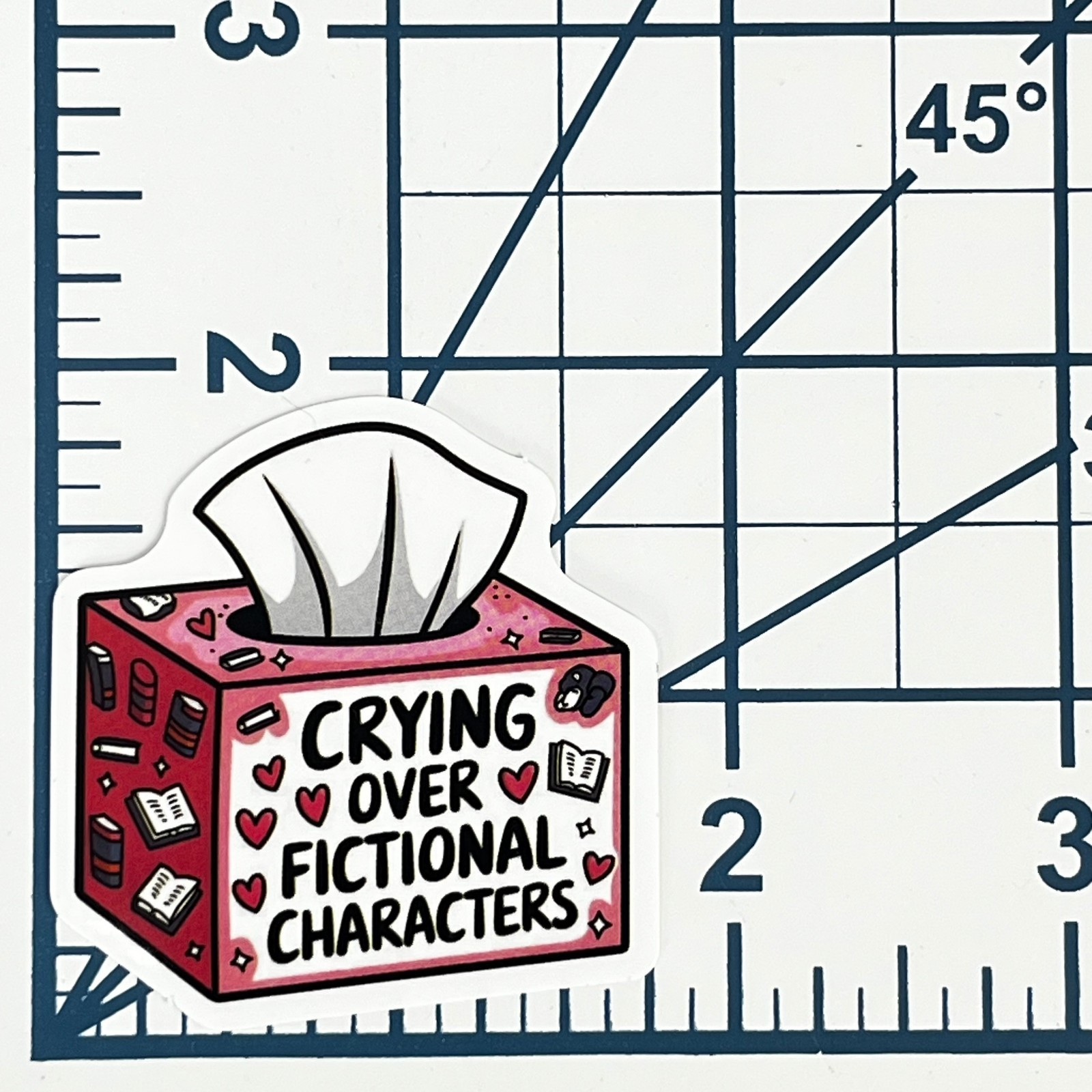 Crying Over Fictional Characters Vinyl Sticker Funny Bookish Book Reader Gift