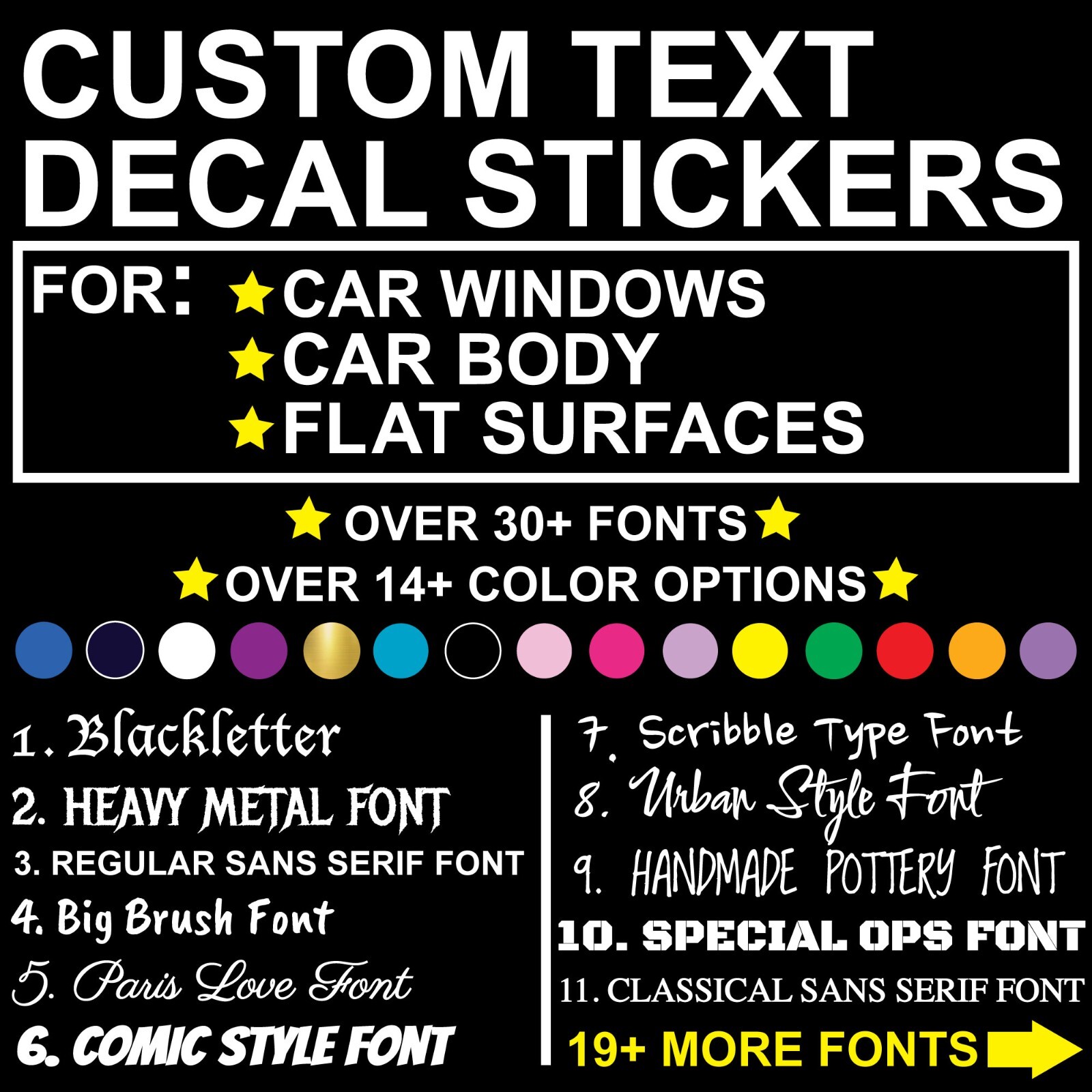 CUSTOM Text Sticker Vinyl Lettering Decal – Personalized Text Decal for Car SUV