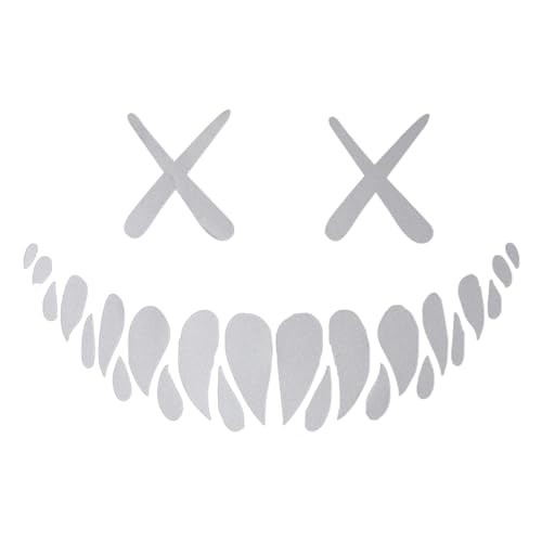 3 Pcs Reflective Car Sticker, 8 x 5 Inch Halloween Smile Demon Decal White
