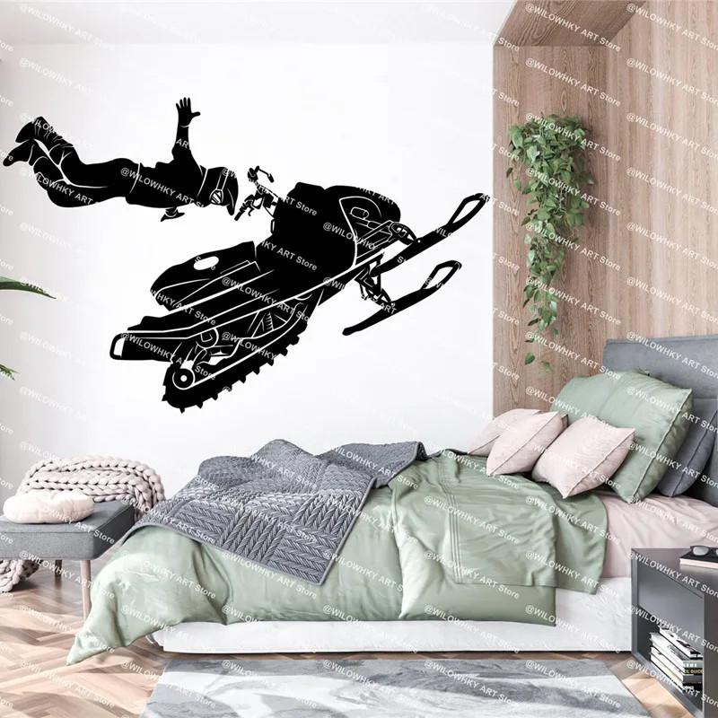 Ski Wall Sticker Snowmobile Vinyl Wall Home Decor Ski Lovers Winter Extreme