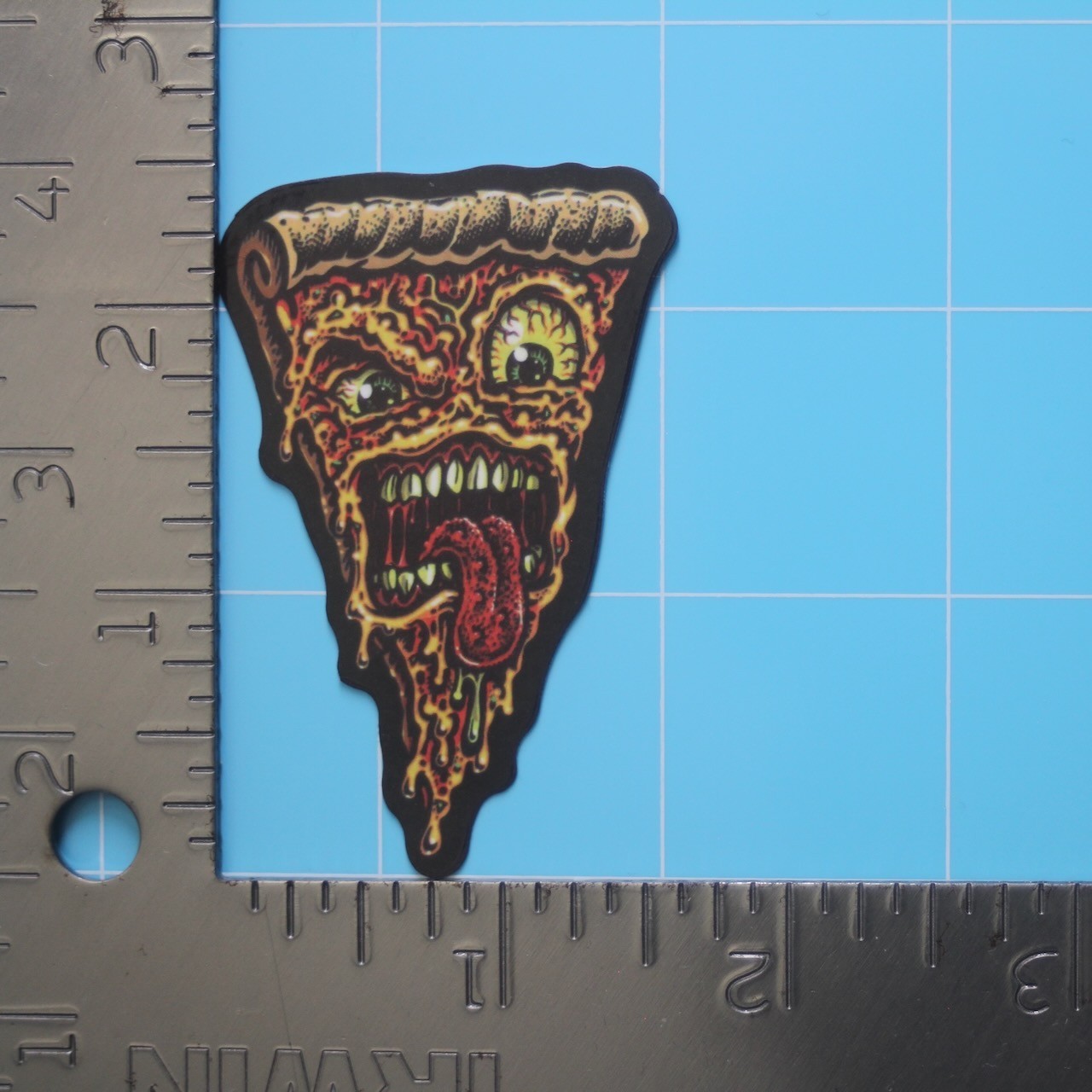Horror Sticker (JIMBO PHILLIPS PIZZA FIEND FACE) Halloween Gore, Gloss PVC Decal