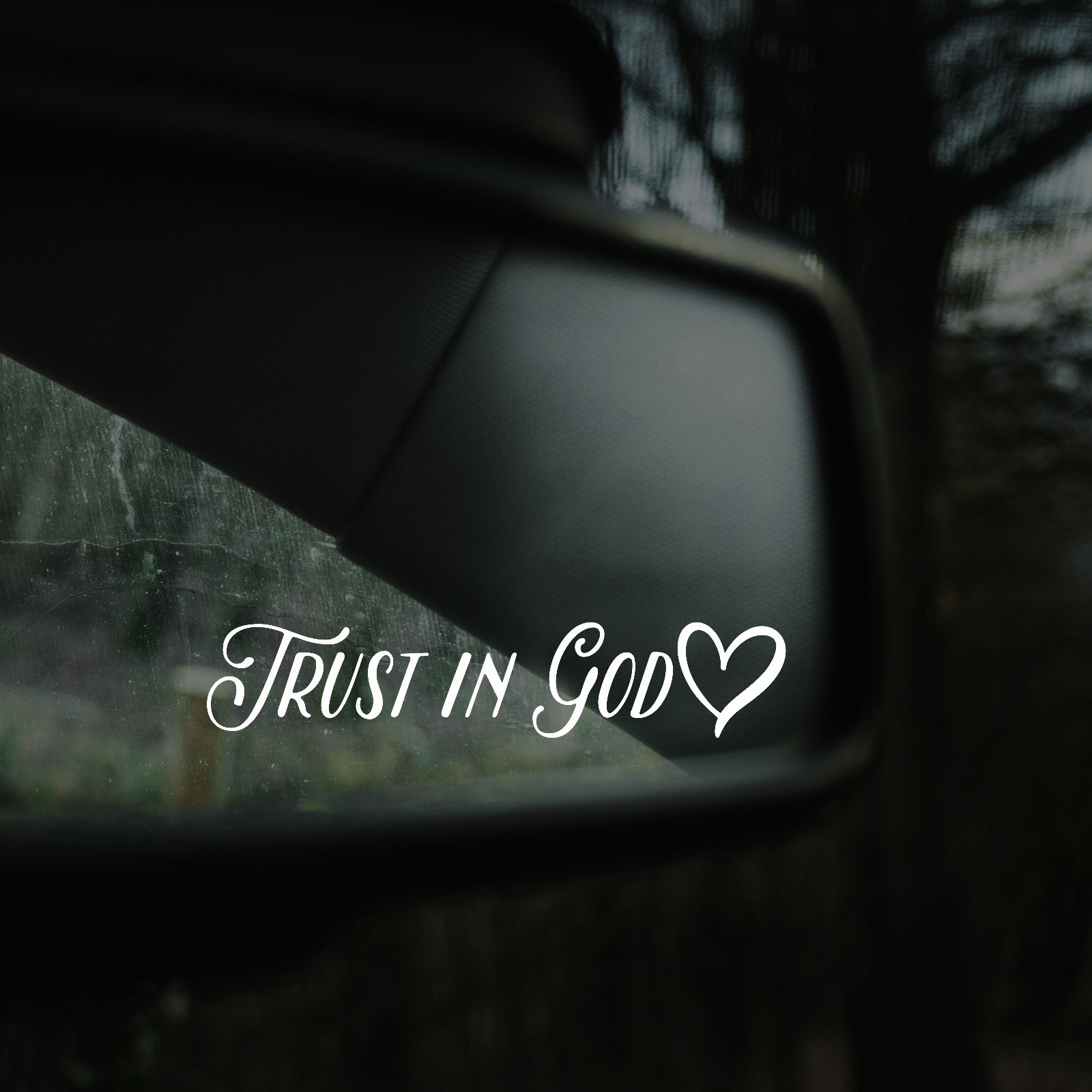 Trust in God Decal, Bible Verse Christian Gift, Rear View Mirror Sticker, Faith