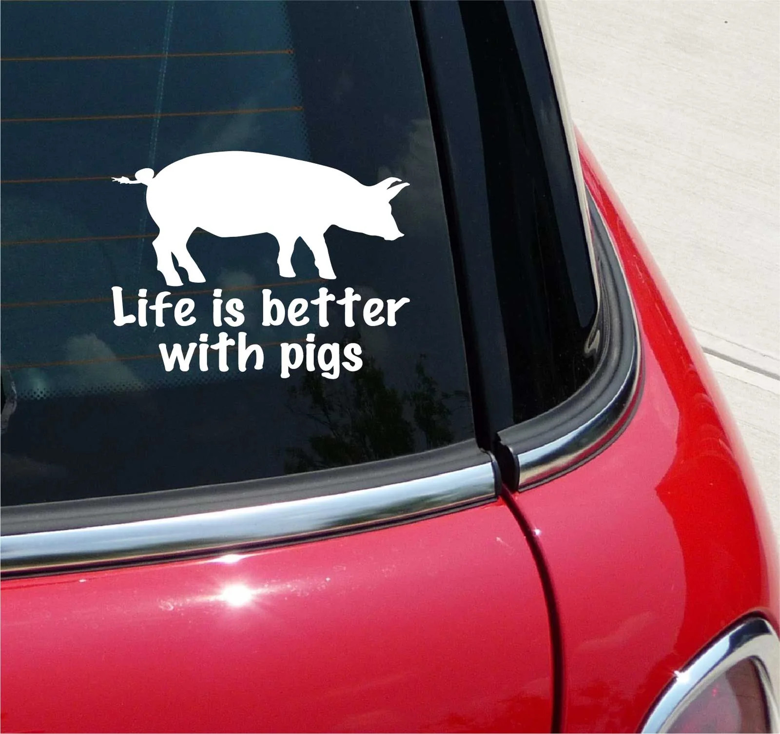 LIFE IS BETTER WITH PIGS FARM CUTE BACON FUNNY GRAPHIC DECAL STICKER DECOR