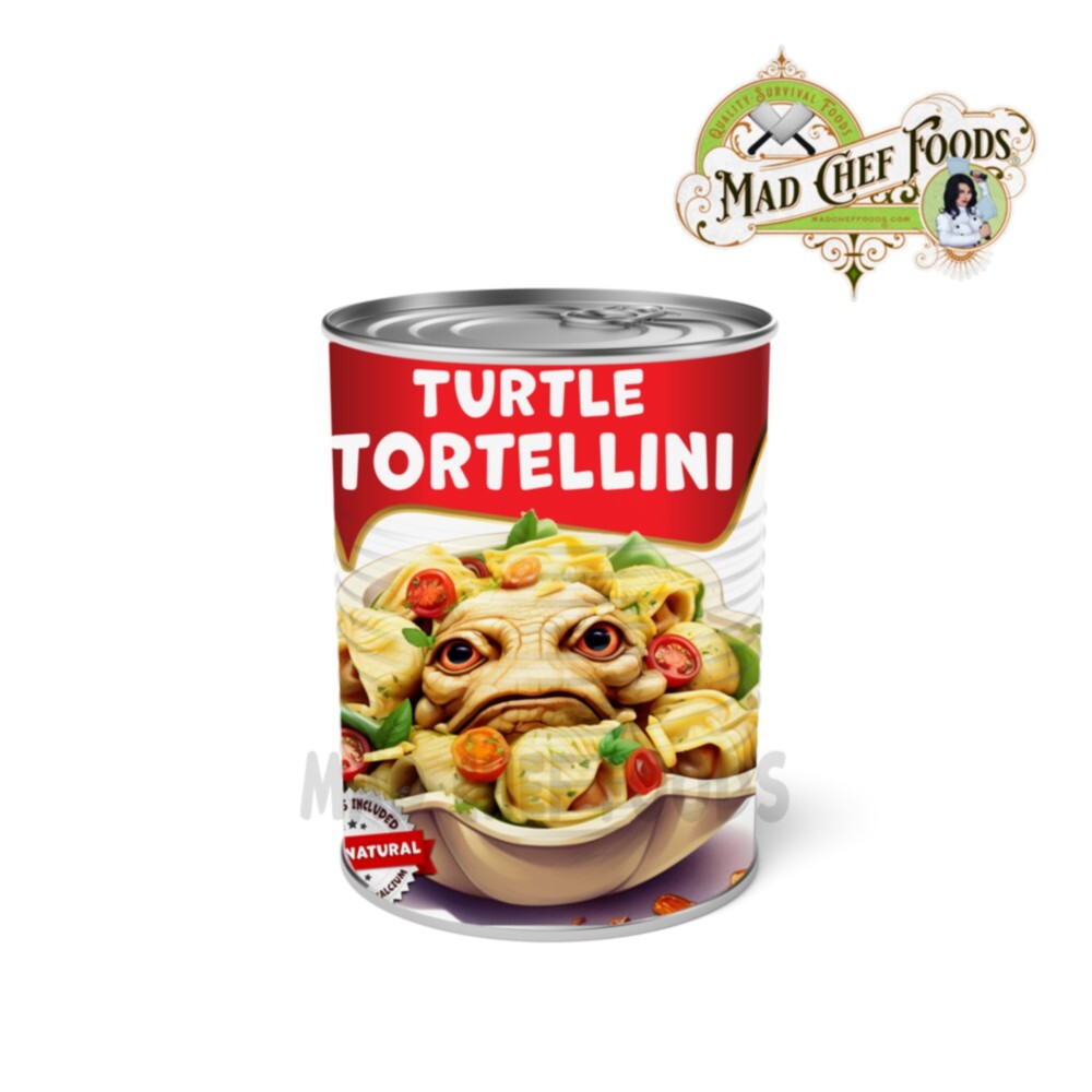 FUNNY CHRISTMAS Turtle Tortellini Can Label STOCKING STUFFER Joke Gag Gift Santa
