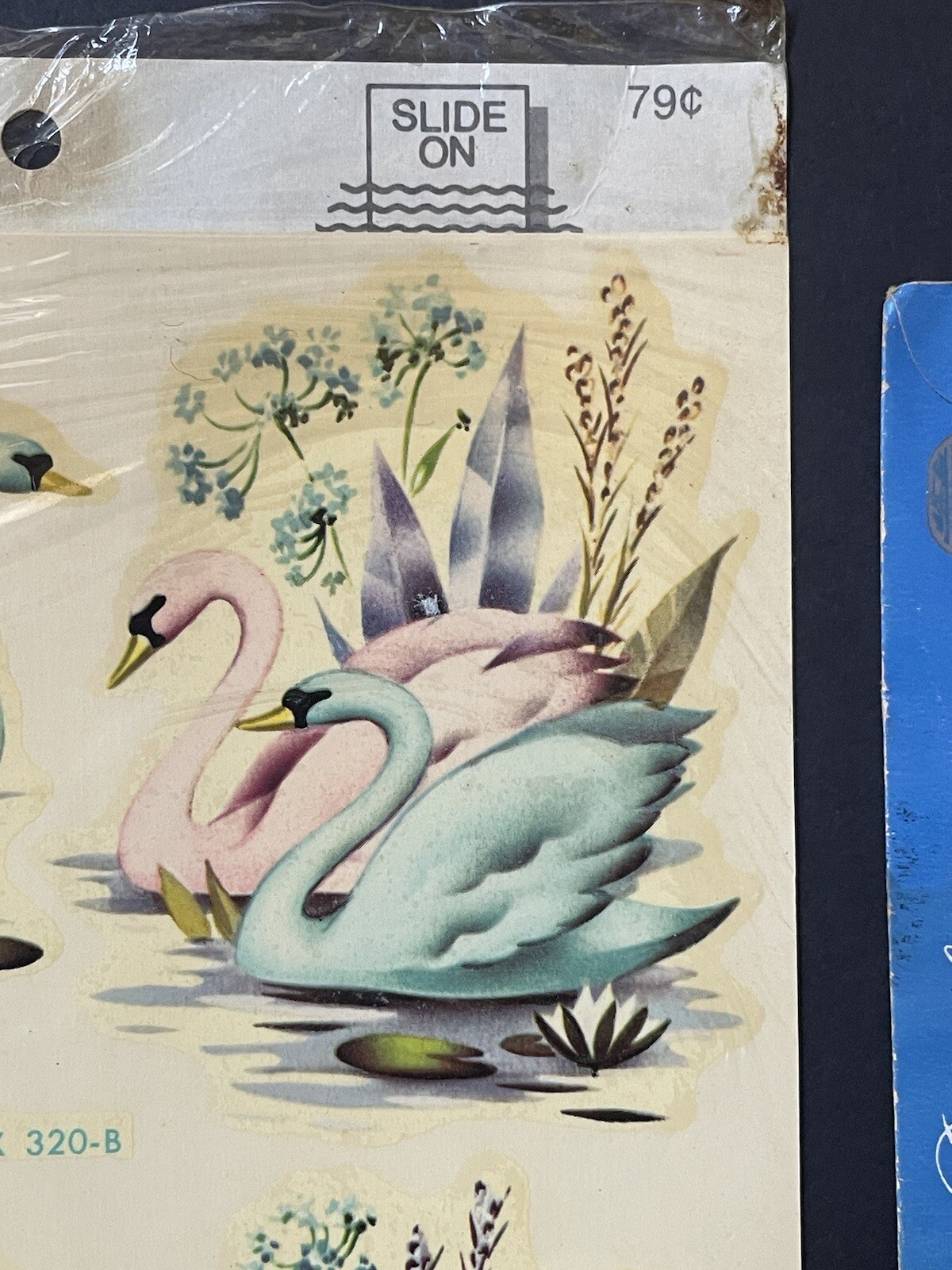 NEW Vintage MEYERCORD Decorative DECALS *SWANS NOS Pink Blue Black