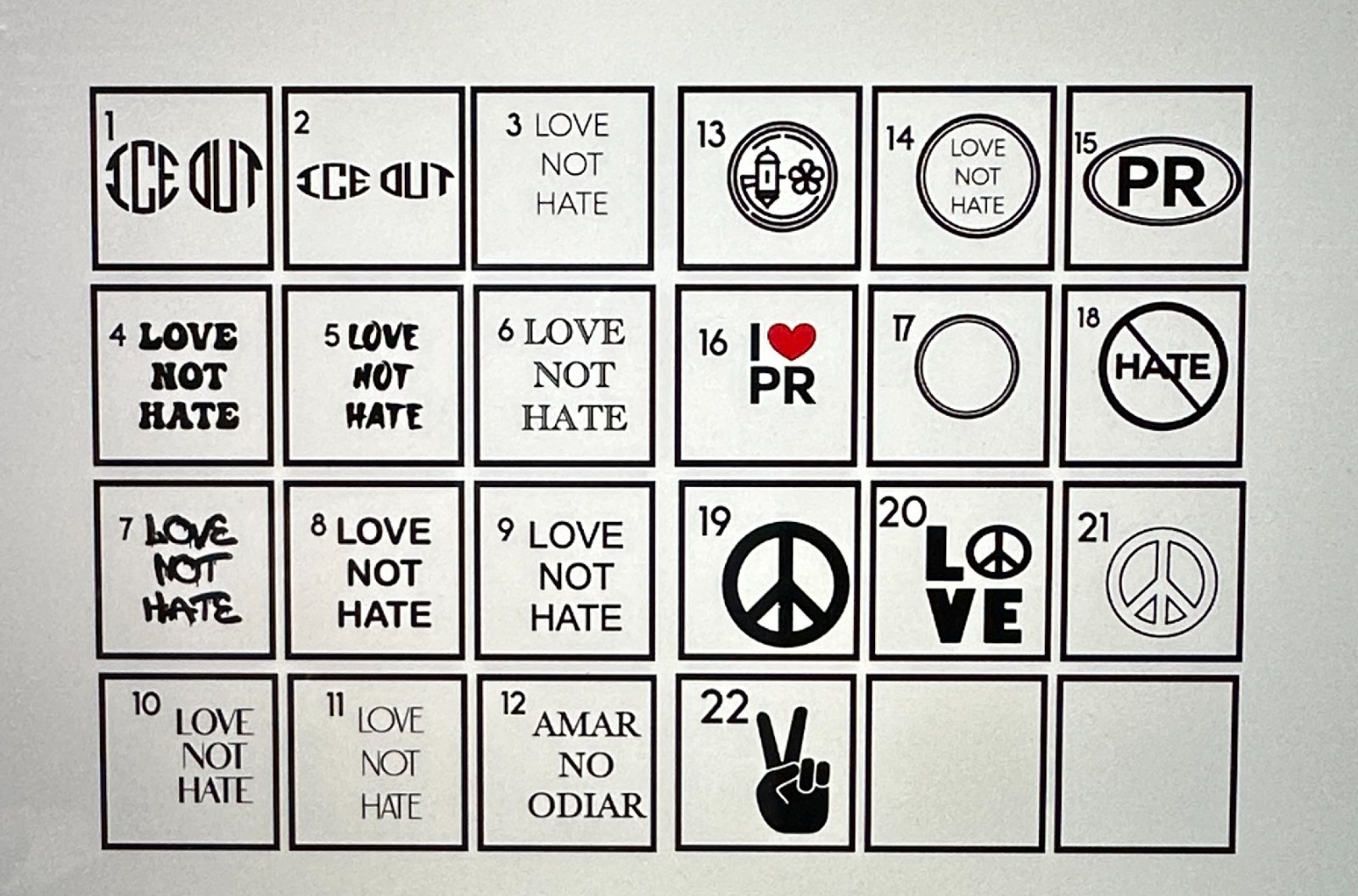 Vinyl Decal – Made or Order – LOVE NOT HATE | AMAR NO ODIAR | PEACE