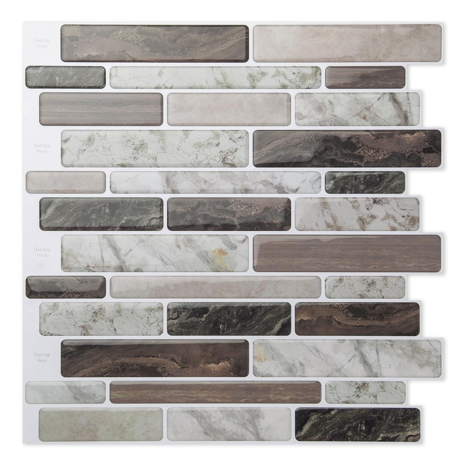 Selfadhesive Kitchen Backsplash Marble Look Decorative Tiles 10 Tiles multi