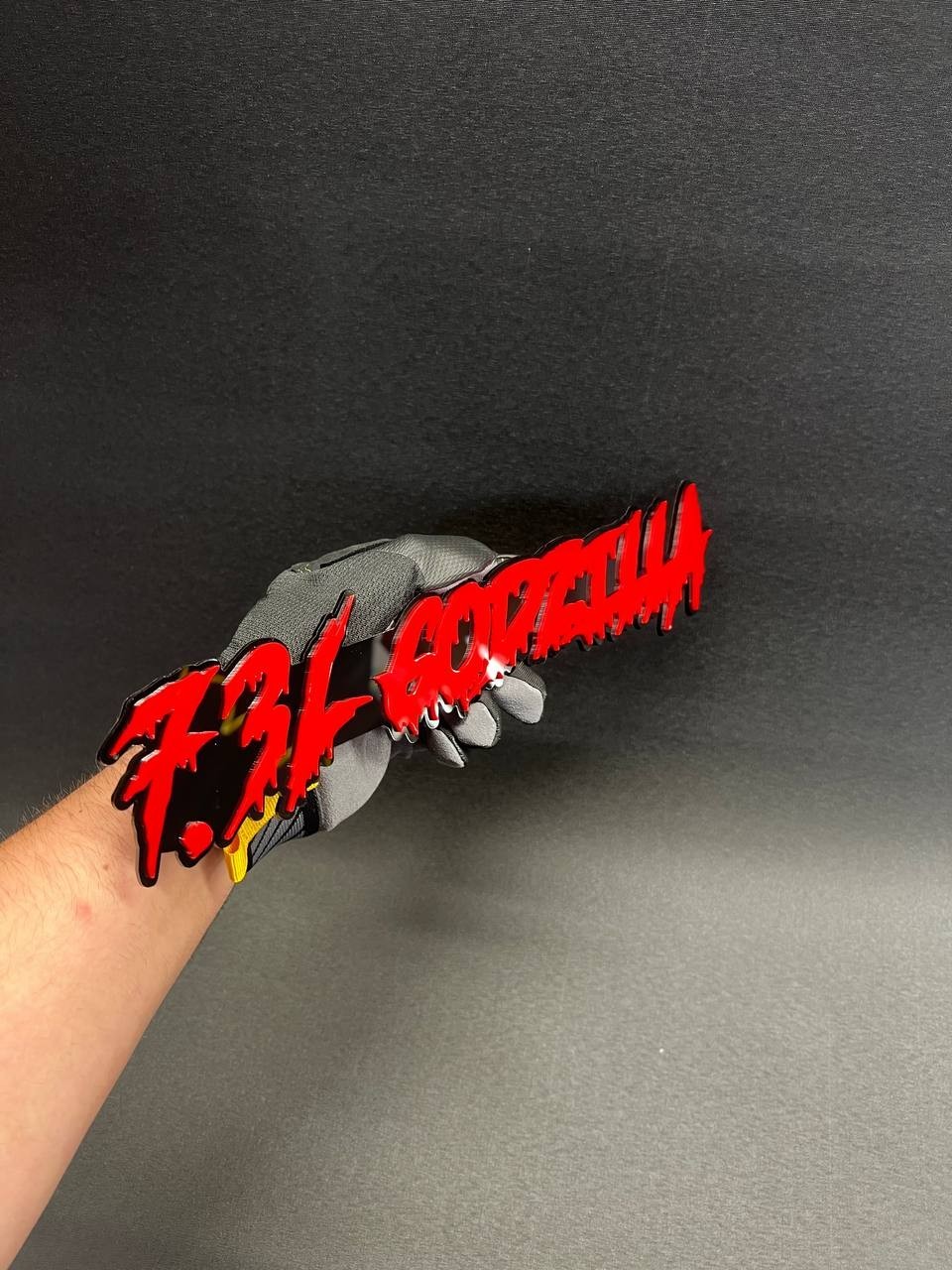 1X 7.3L Drip Godzilla Custom 3D Text Car Badge Fender Emblem Tailgate Toolbox 3D