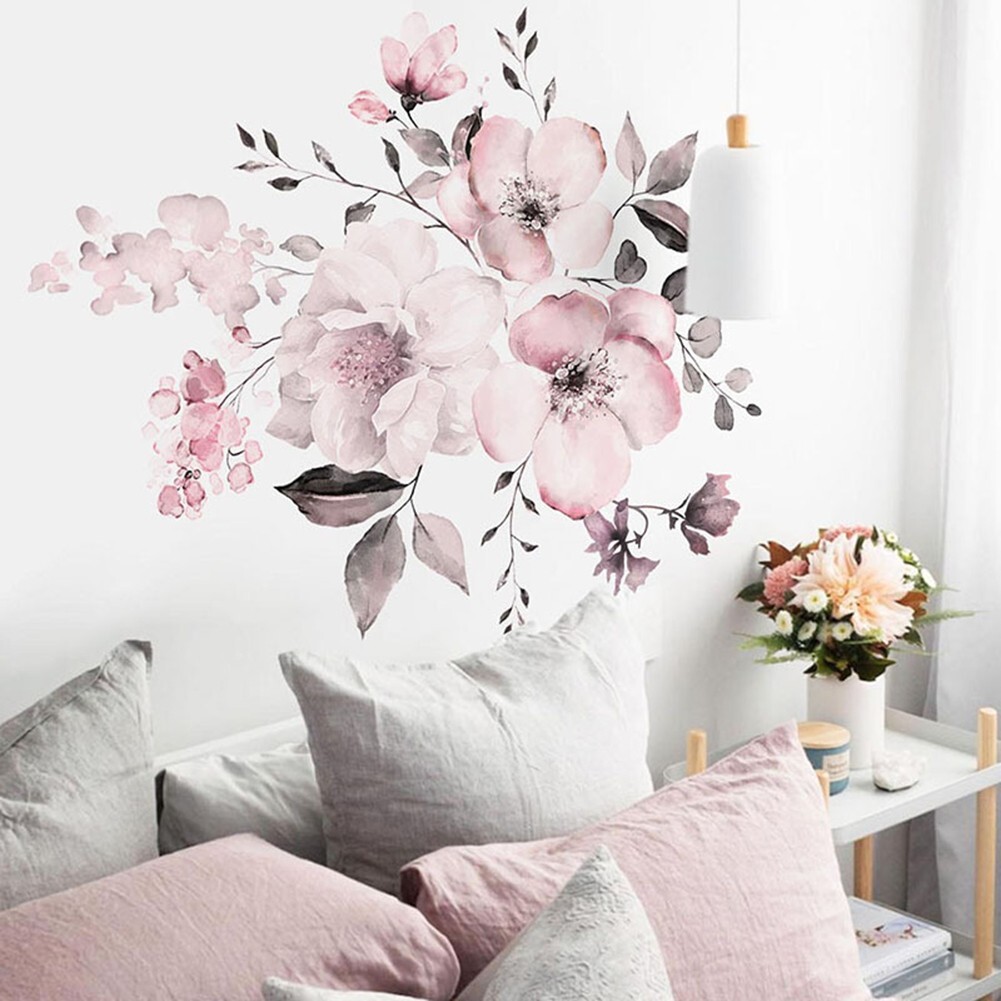 1*Set Of Pink Flowers Vinyl Decal Wall Sticker Mural DIY Art Room Home Decor
