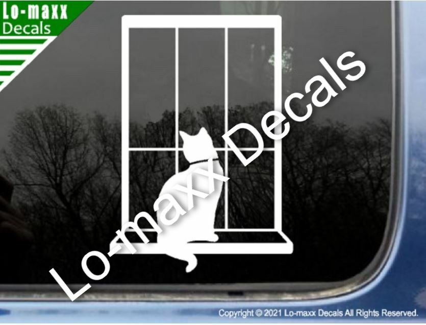 Cat In Window Superior Quality Unique Graphic Design Die Cut Vinyl Decal Art