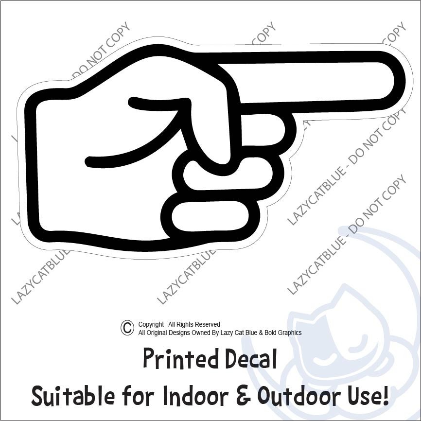Pointing Hand Decal Sticker Left Right or Both Pointer Finger Marker Here Point