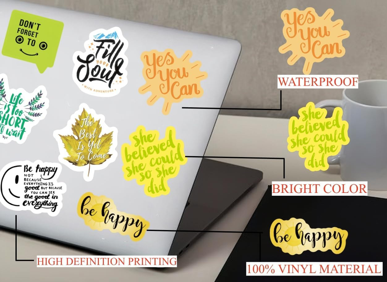 300PCS Positive Motivational Words Stickers for Adults, Waterproof Vinyl Inspira