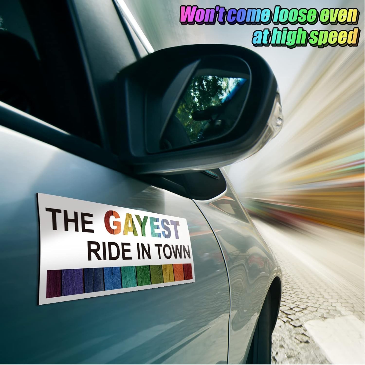 Funny Rainbow Magnetic Car Stickers Set for Vehicles and Metal Surfaces