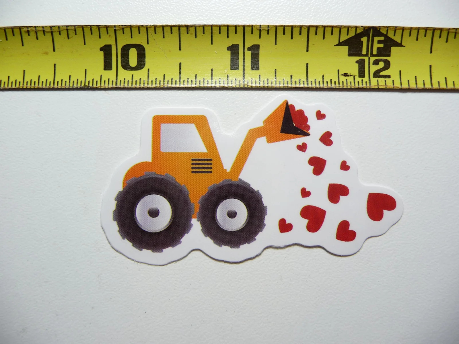FRONT END LOADER MOVING HEARTS SMALL STICKER DECAL FAMILY MOM DAD SON DAUGHTER