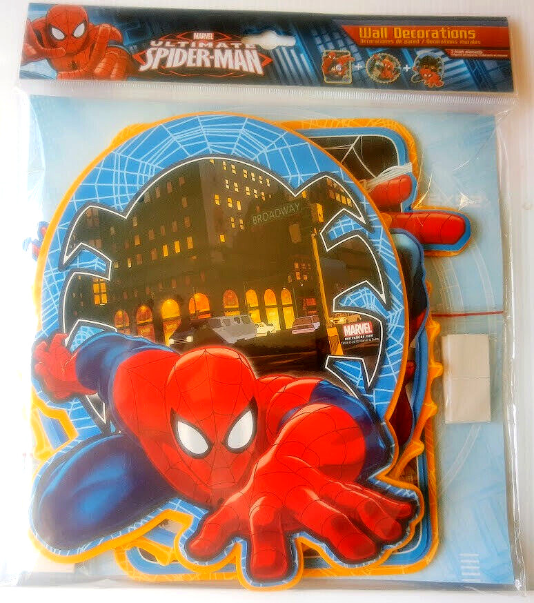 PACKAGE OF ULTIMATE SPIDER-MAN STICK-ON WALL DECORATIONS/NEW/FREE U.S. SHIPPING