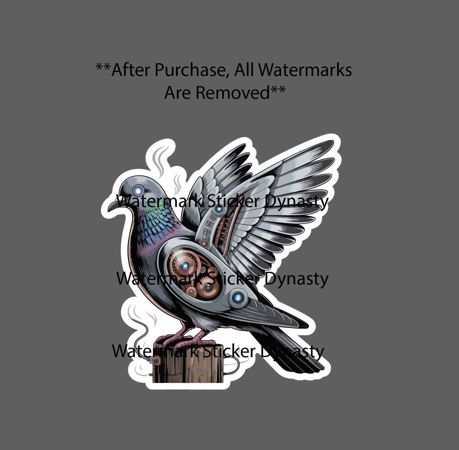 Robot Pigeon Sticker Waterproof Decal Spy Fake Bird Machine Gears Gift NEW