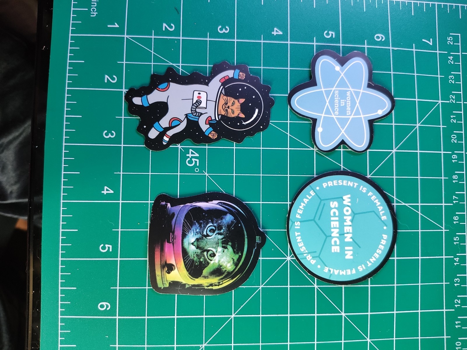 4 Space 2" Stickers Decals Mars Shuttle Fun Space Women In Science Cats