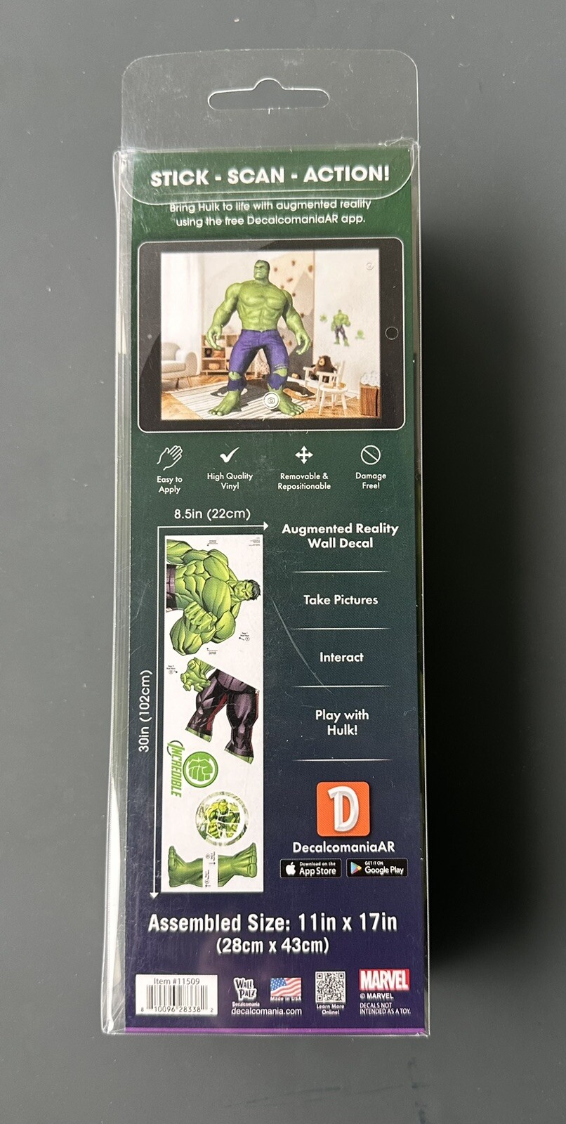 Marvel Incredible Hulk Wall Decal – with 3D Augmented Reality Interaction