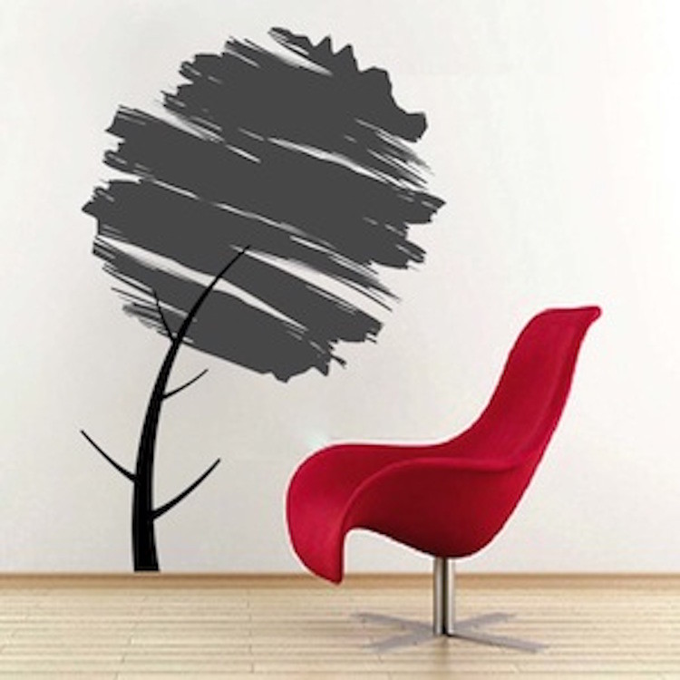 Water Brush Tree Wall Decal Floral Trees Wallpaper Forest Removable Vinyl, b77