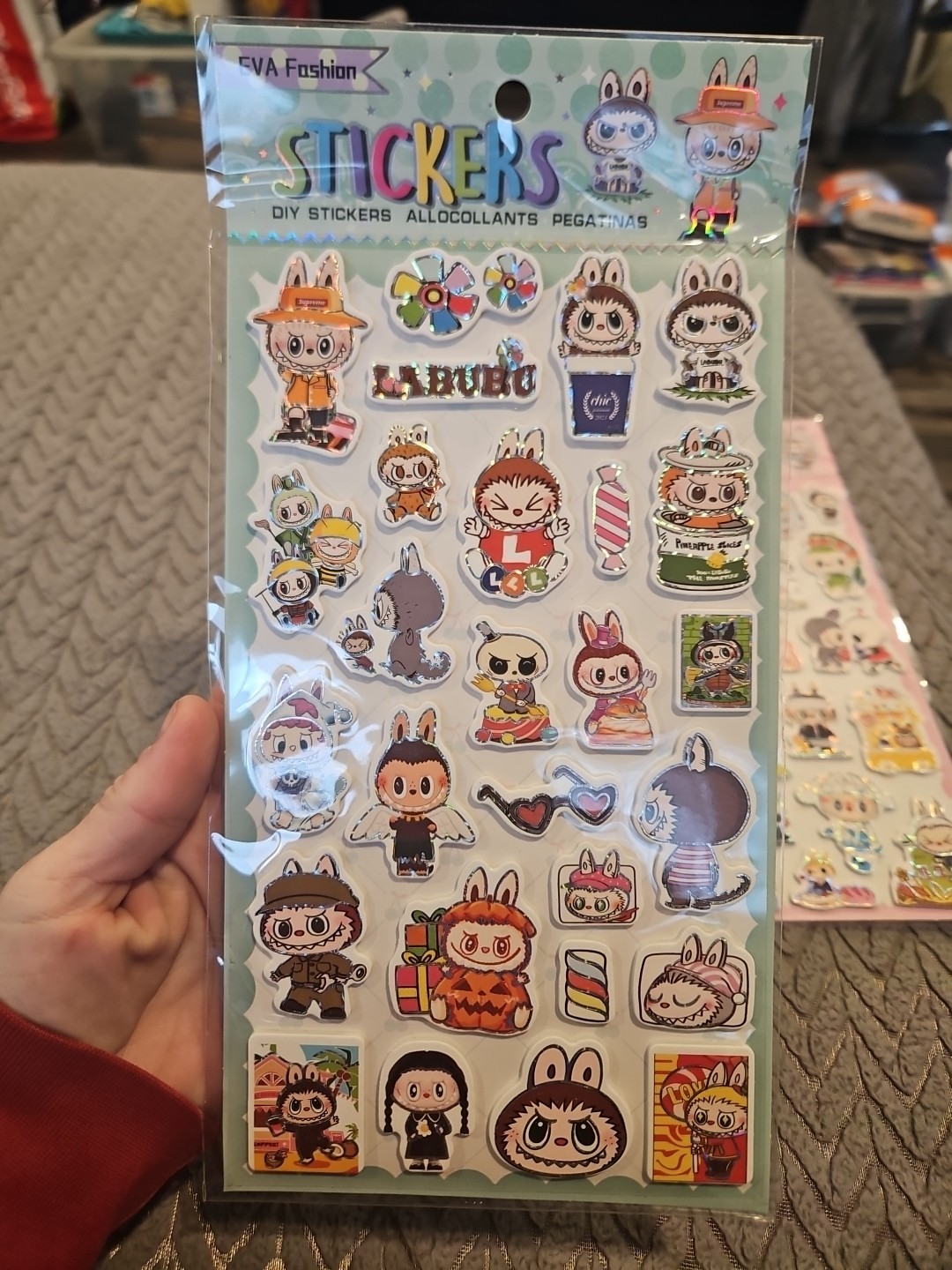 EVA Fashion 2D Foam Labubu Stickers LOT of 3 Different Designs NEW Holographic
