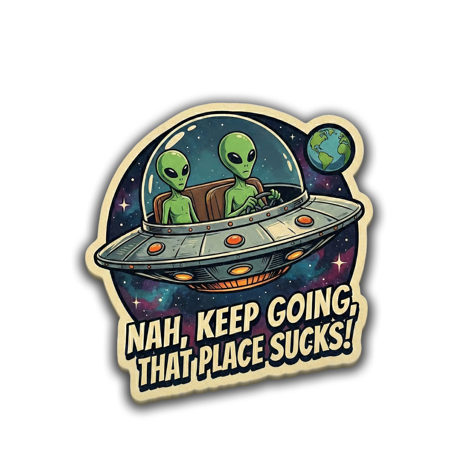 Space Alien Sticker 4 inch Vinyl Decal Funny Alien Earth Meme Waterproof