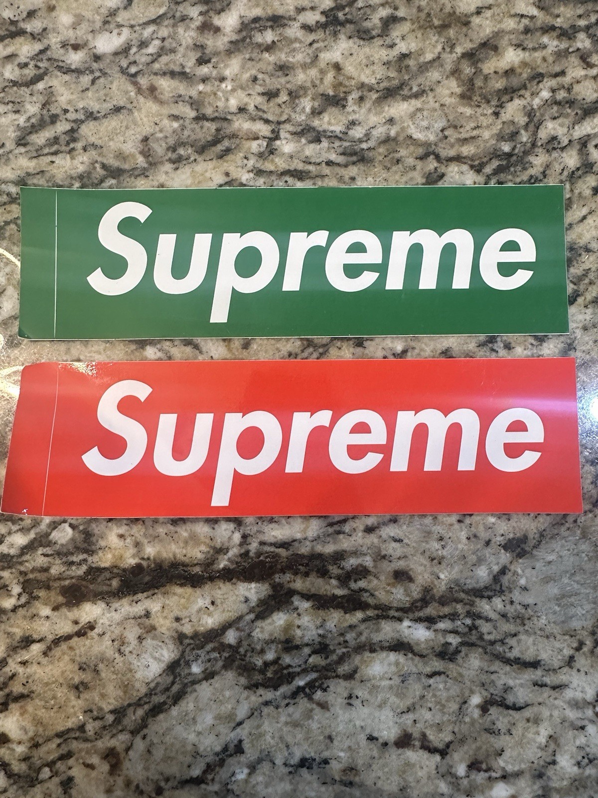Supreme 100% Logo Vinyl Sticker (Set of 2) Green & Red. Ships Same Day