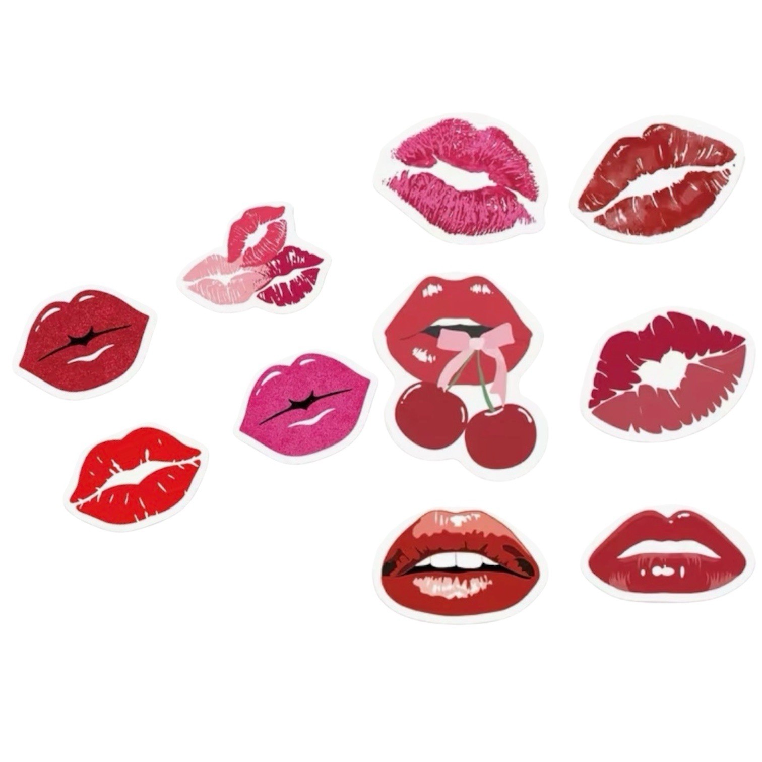 50 PACK – RED PINK LIPS 1” INCH STICKER DECAL SET LOT 50PCS KISS SEXY MOUTH