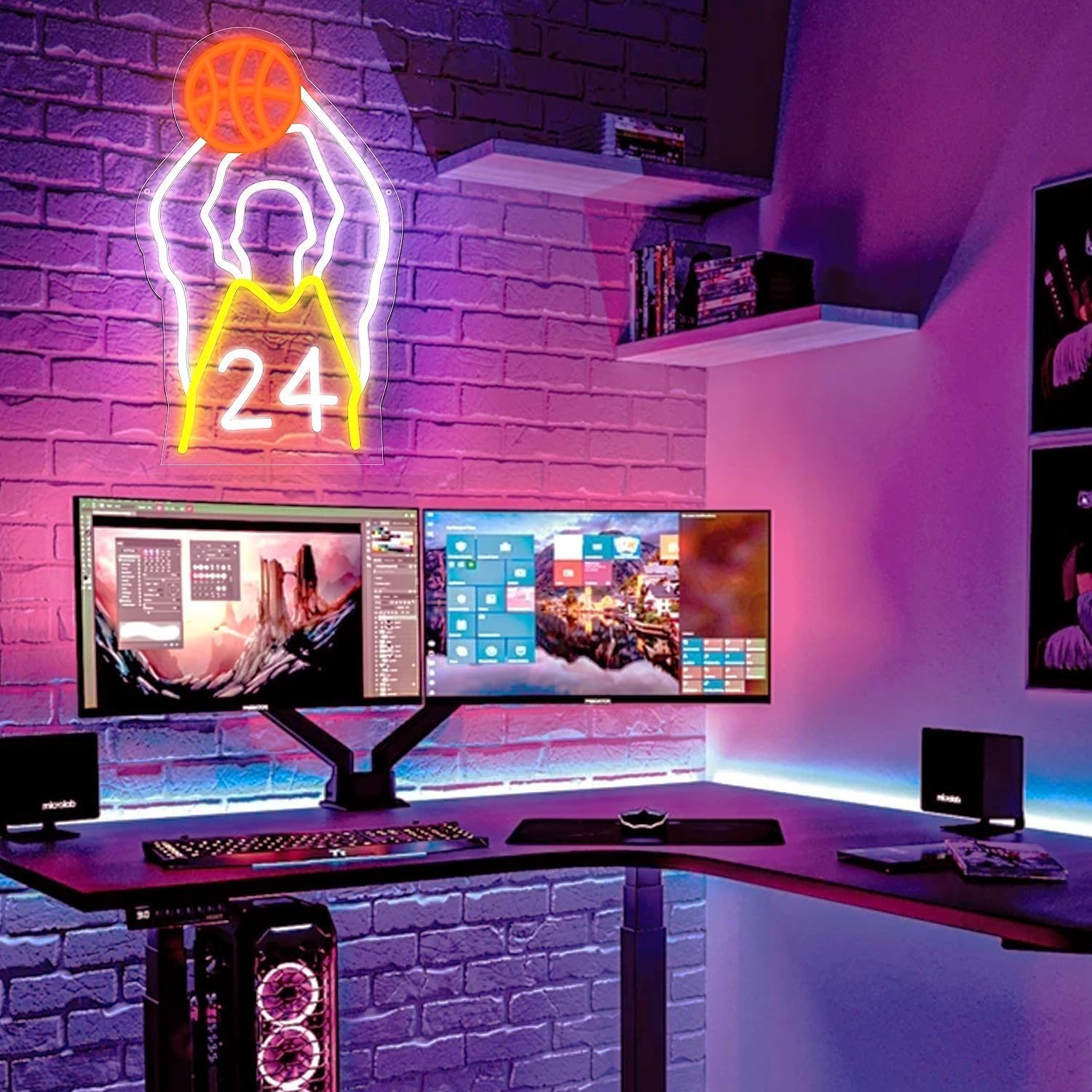 Basketball Neon Signs,Dimmable LED Neon Sign for Wall Decoration, USB Powered…