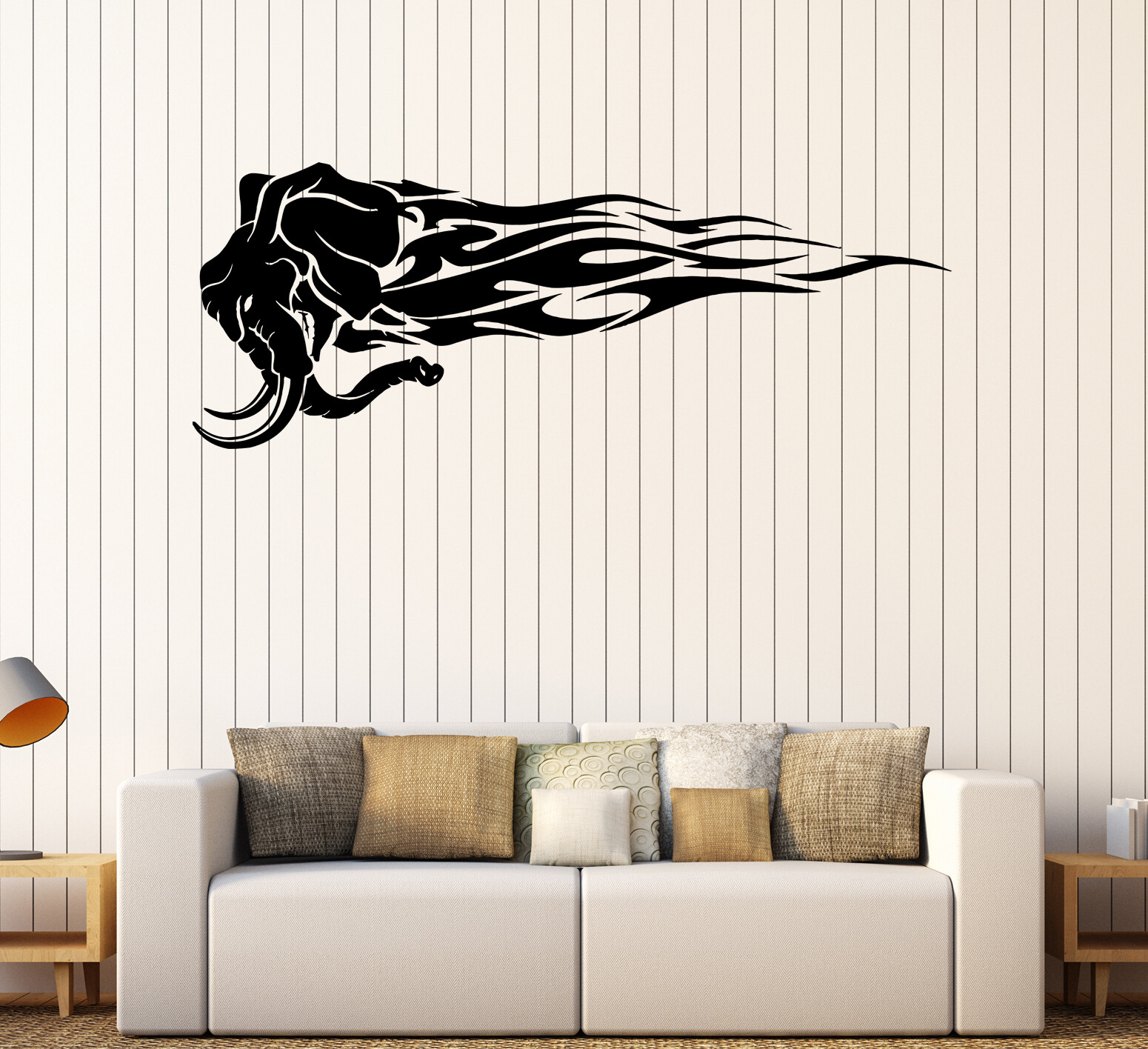 Wall Decal Elephant Mammoth Rage Fire Flame Vinyl Sticker (ed2060)
