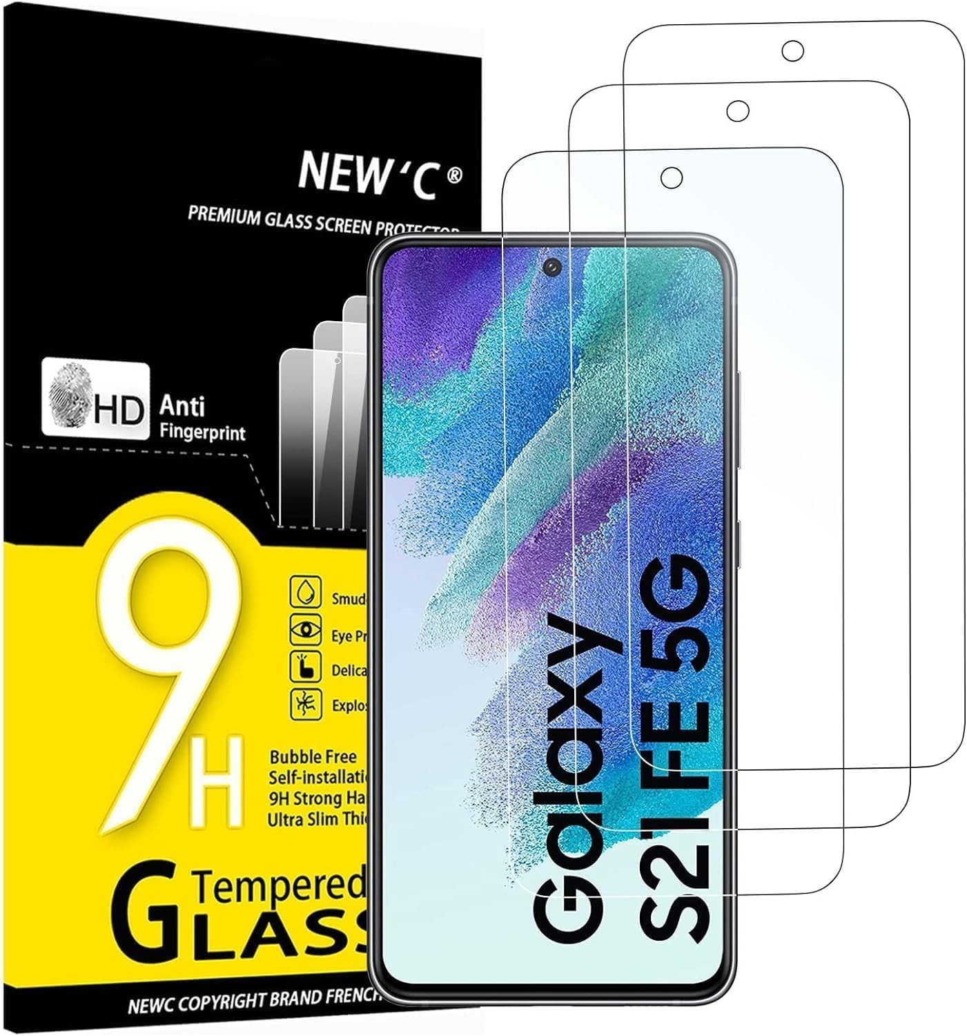 Samsung Galaxy S21 FE 5G Screen Protector Tempered Glass Bubble Free 3Pack
