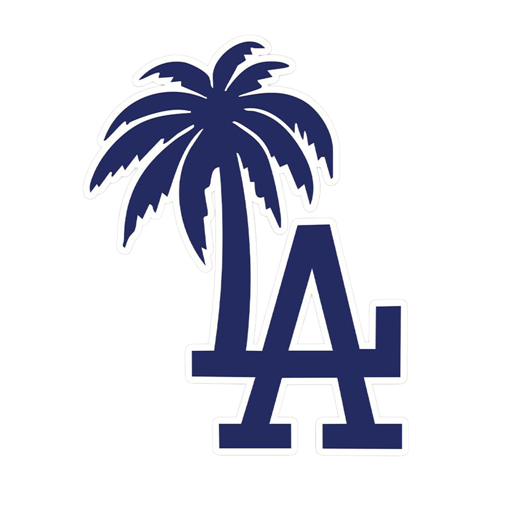 LA Dodgers Letters Sticker with Blue Palm 4.5"W x 6"H