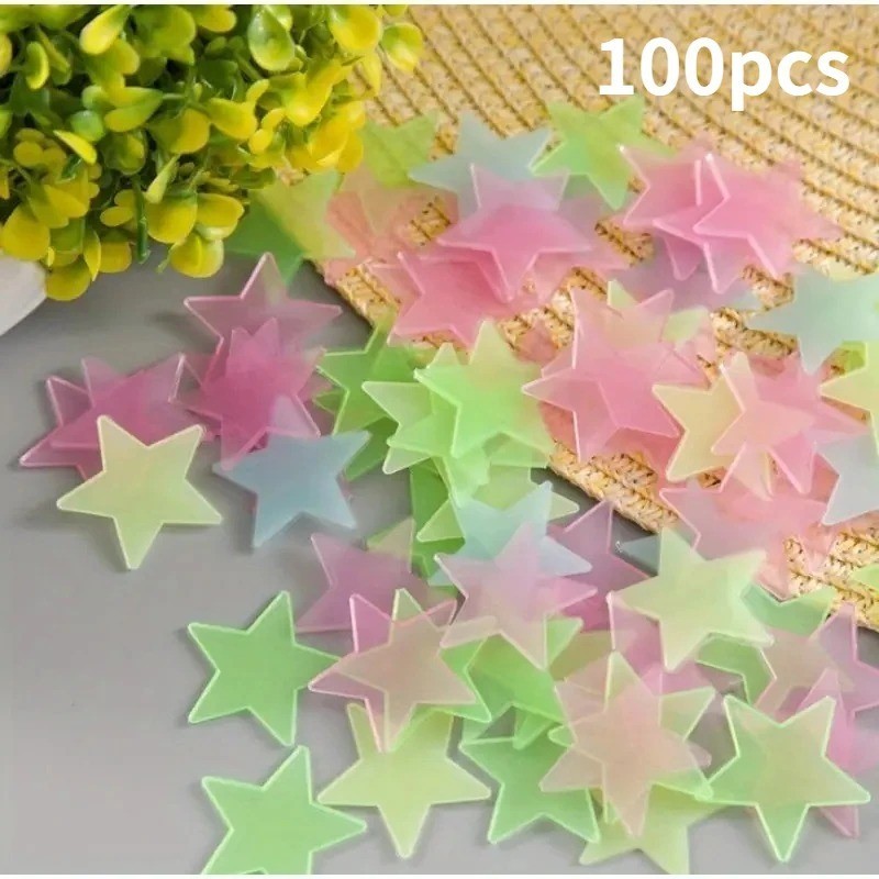 100PCS 3CM Luminous Star Wall / Ceiling Sticker